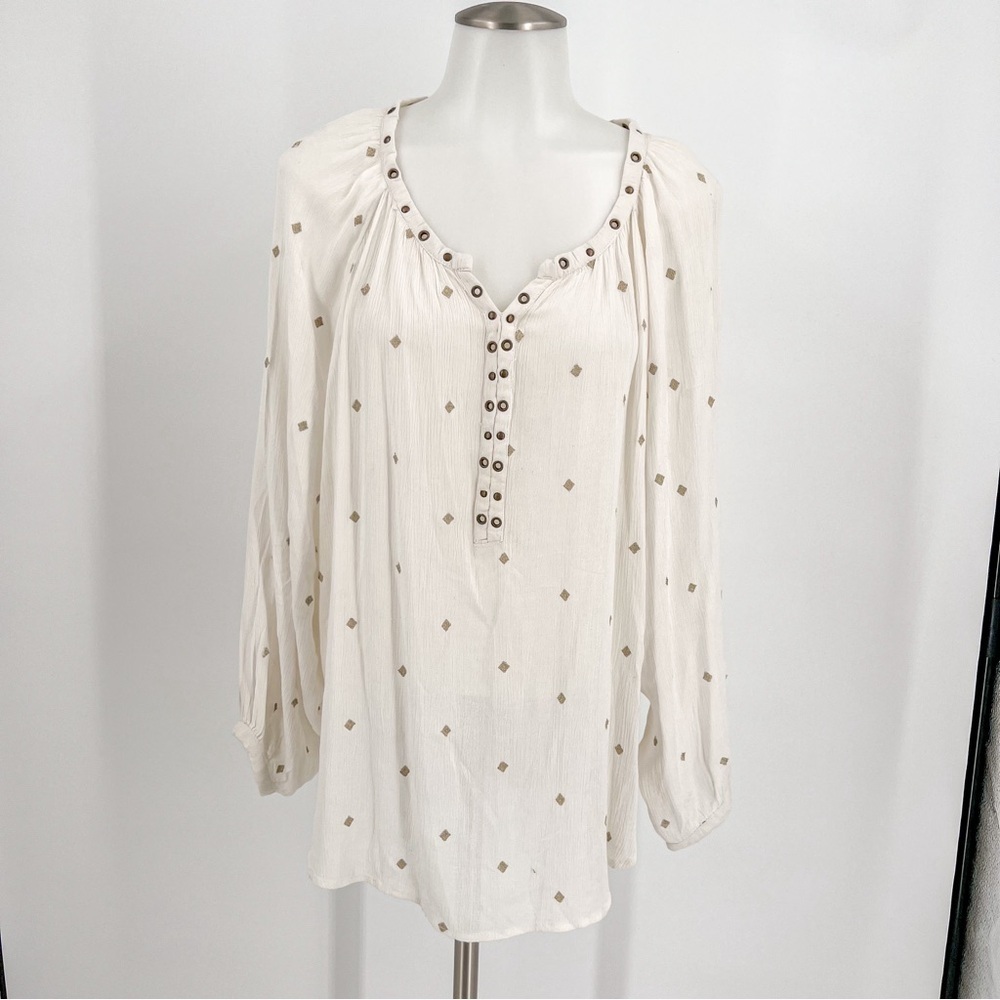 Amuse Society White Gold Embellished Blouse